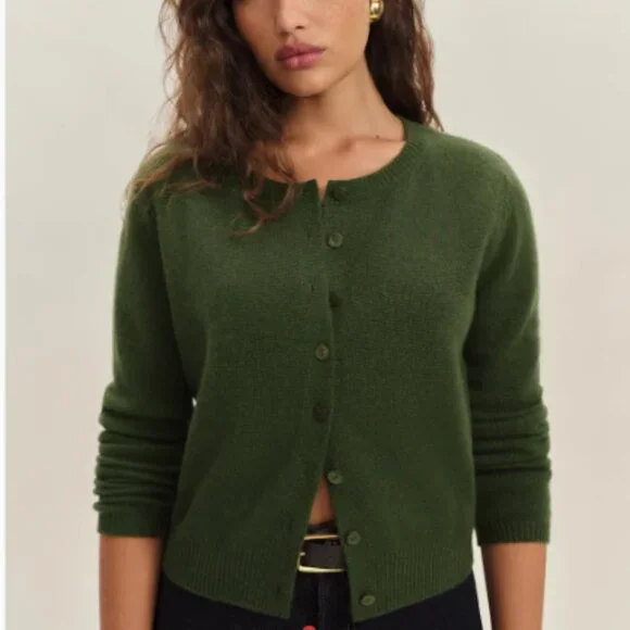 Reformation Clara Cashmere Cardigan in Grass Size Small - Picture 1 of 5